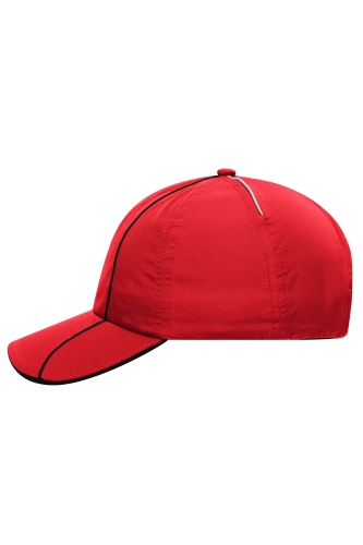 6 Panel Polyester Cap in rot / schwarz
